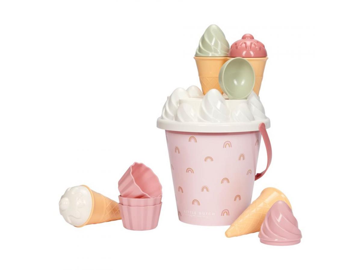 Seau de plage rose Glaces Little Dutch