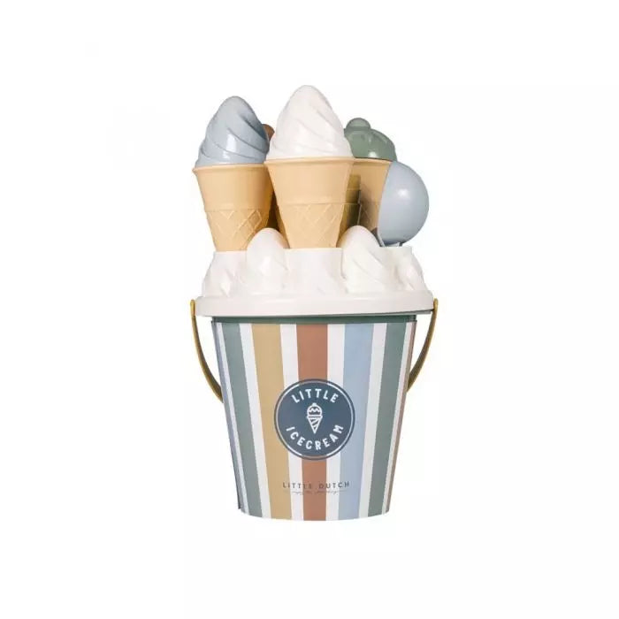 Seau de plage bleu Glaces Little Dutch