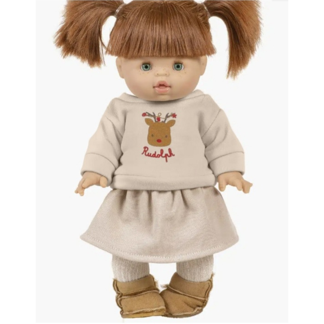 Minikane Ensemble Liliane sweat en molleton écru Rudolph et sa jupe Réjane en lin