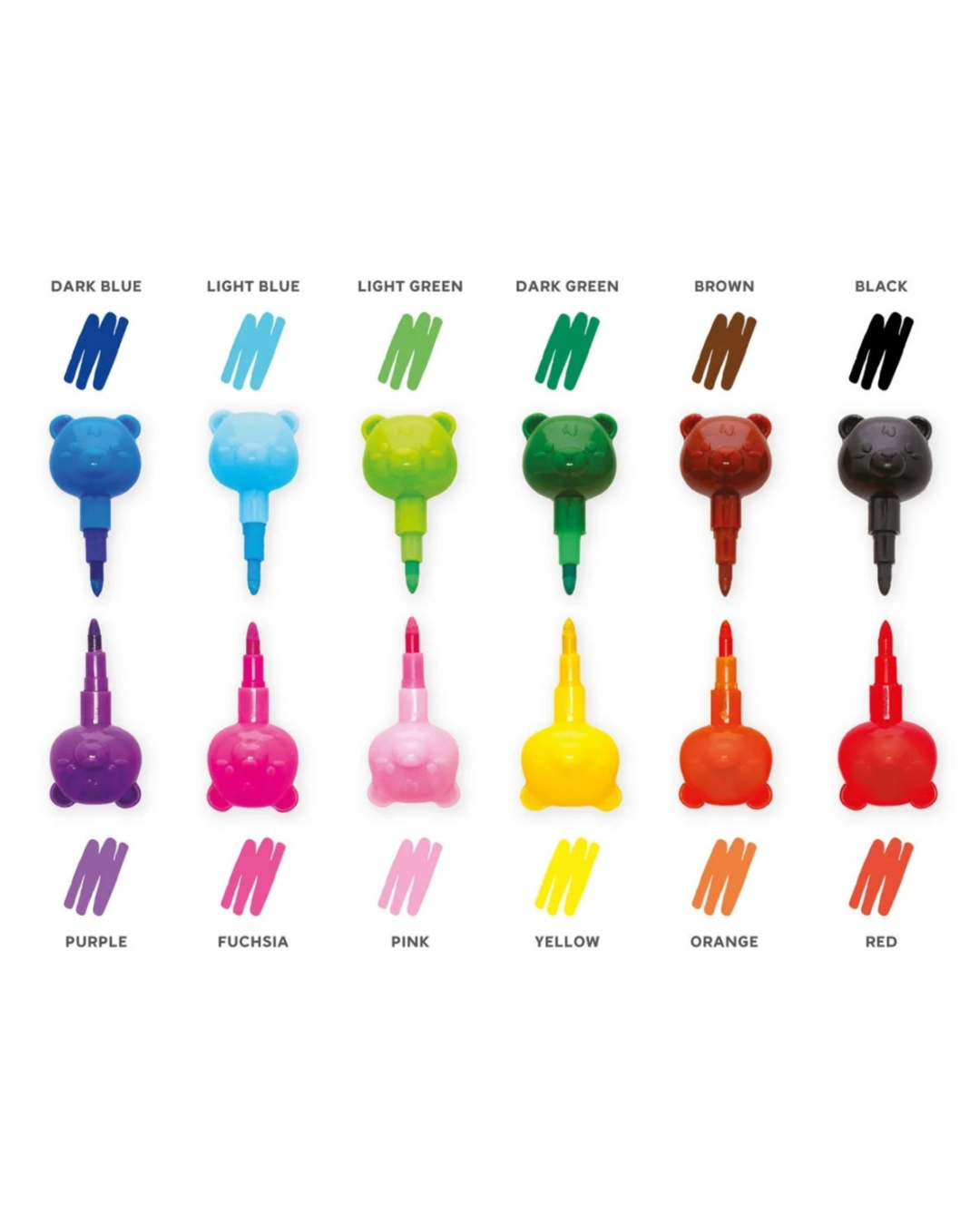 Legami 12 crayons de couleur empilables Teddy Bear