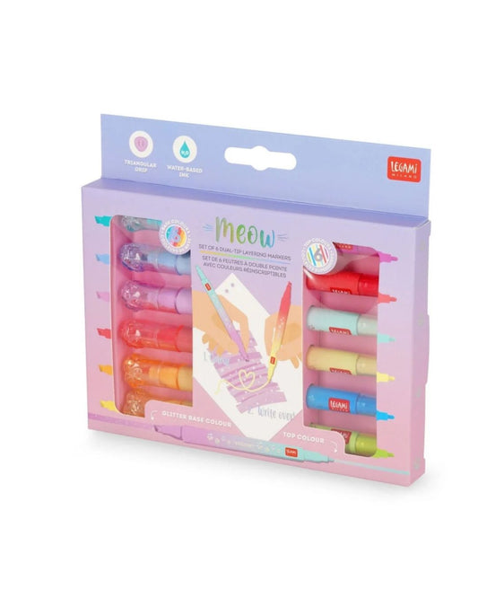 Legami Set de 6 Feutres à double pointe avec couleurs réinscriptibles