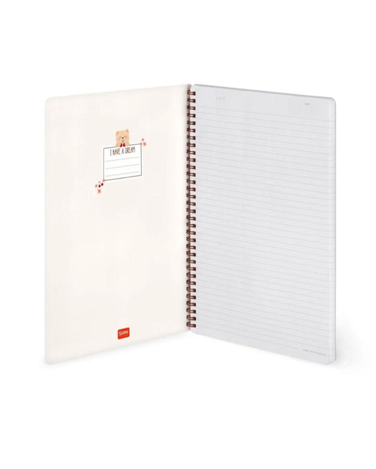 Legami Cahier à spirale ligné A4 couverture rigide illustrée Teddy Bear