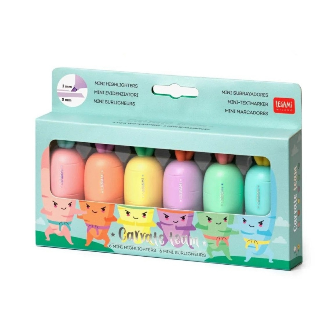 Legami Set de 6 Minis Surligneurs Carrate Team Carrot
