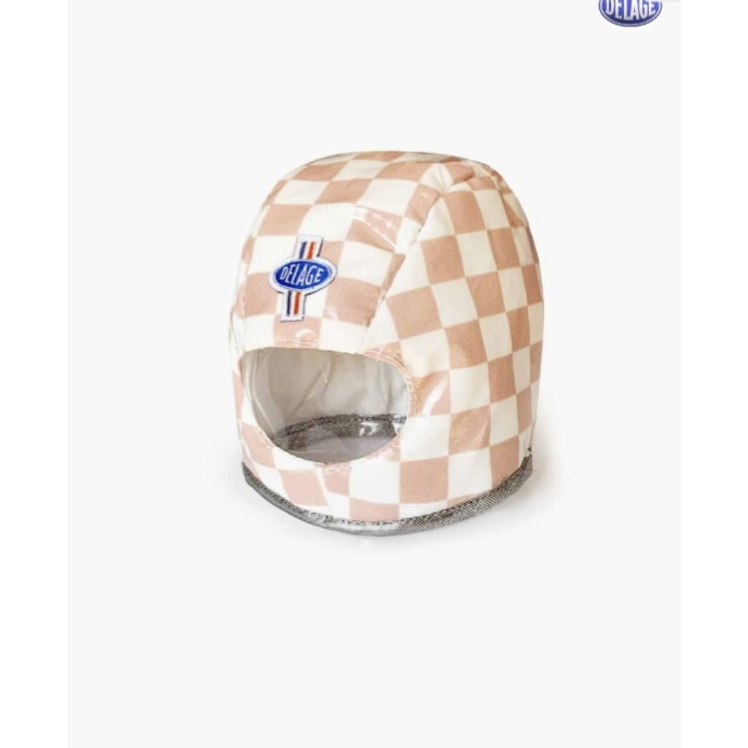 Minikane & Delage - Casque Vanina damier rose et blanc