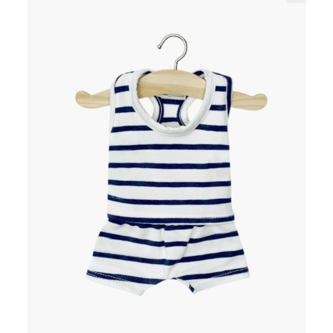 Minikane Les P’tits Basiques Dessous garçon Marcel en jersey à rayures bleu marine