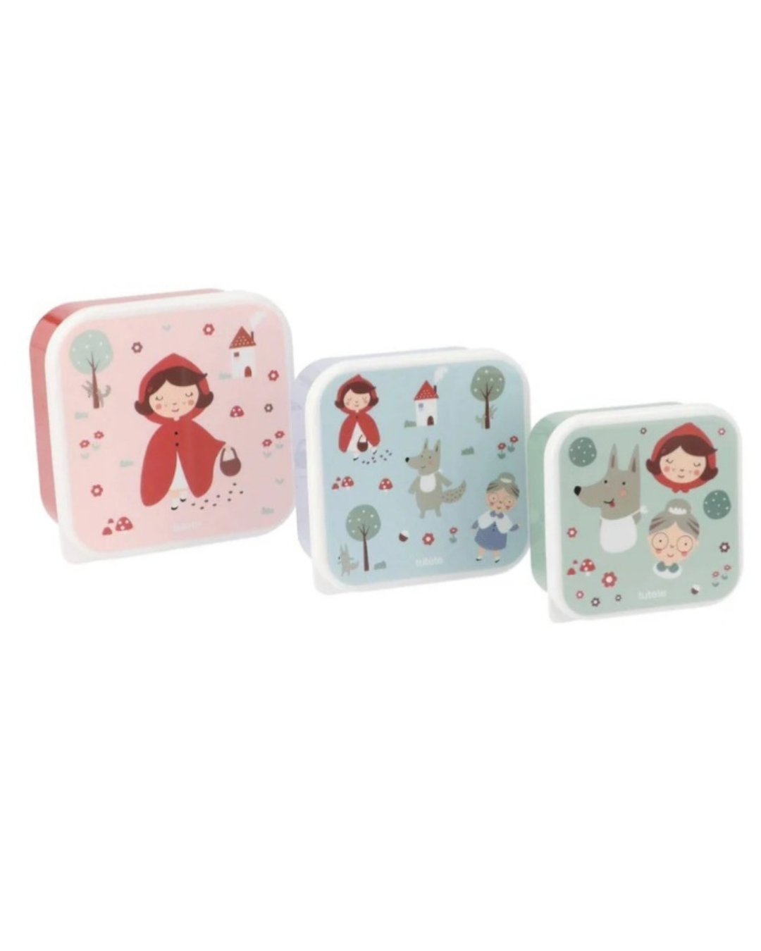Tutete Ensemble de 3 boîtes à goûter Le Petit Chaperon Rouge