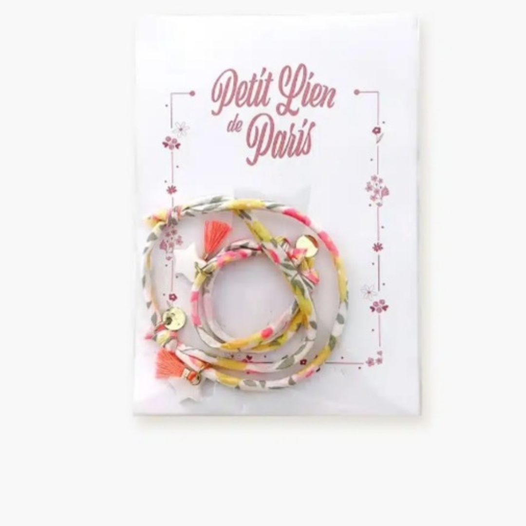 Minikane Duo de bracelets enfant / poupée "Petit Lien de Paris" Liberty Wiltshire Lemon Curd