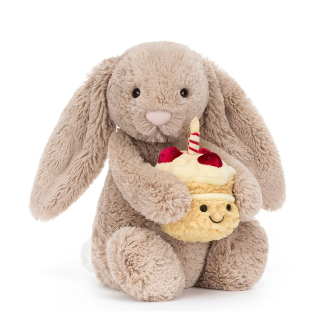 Jellycat Peluche Lapin Bashful Beige Birthday