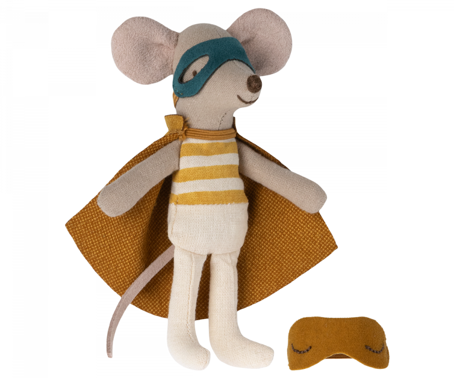 Maileg Souris Super héros Petit Frère et sa boîte assortie