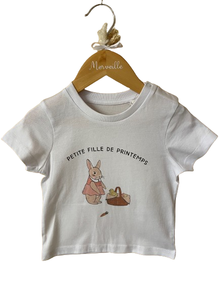 T-Shirt enfant Lapin "Petite fille de Printemps"