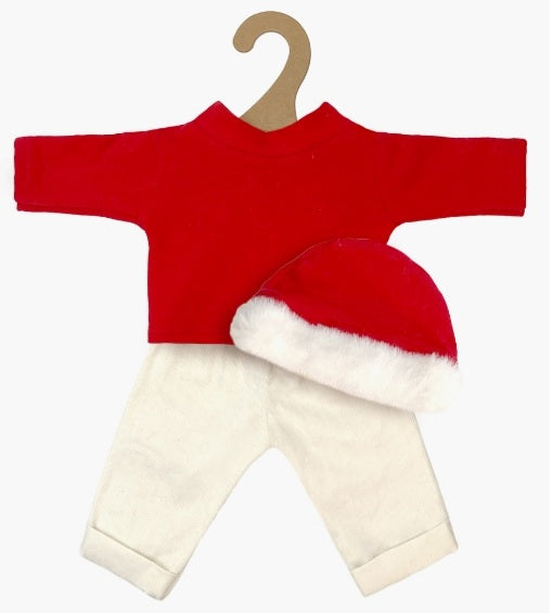 Minikane Ensemble poupon Christmas pantalon écru, sous-pull et bonnet