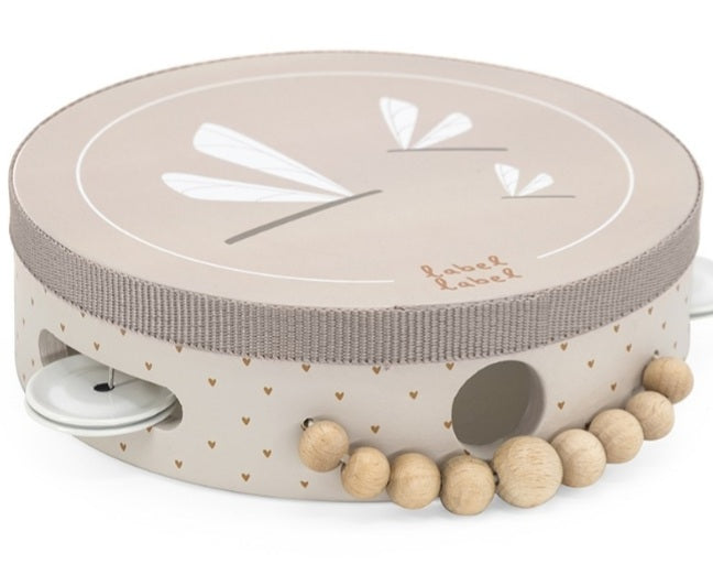 Tambourin en bois coloris nougat