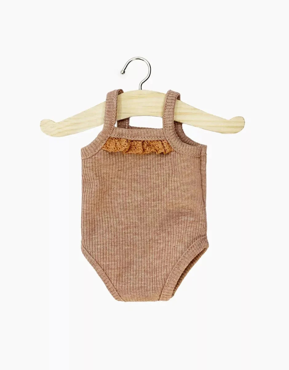 Minikane Body sans manches en maille côtelée caramel chiné