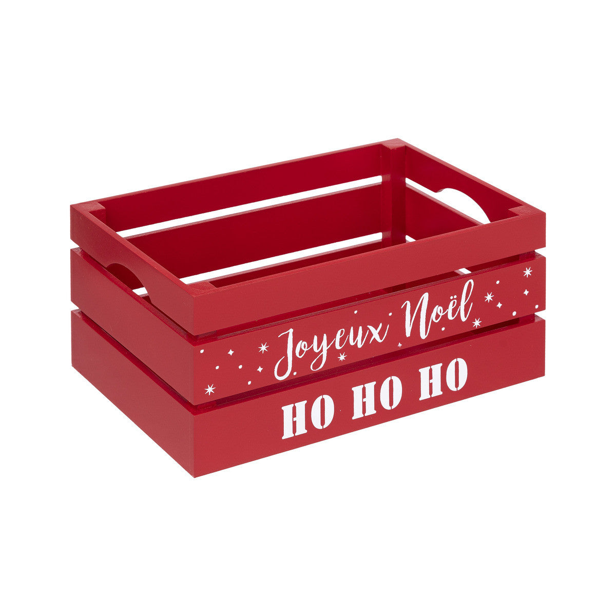 Lot de 3 caisses rouge en bois imprimé Noël