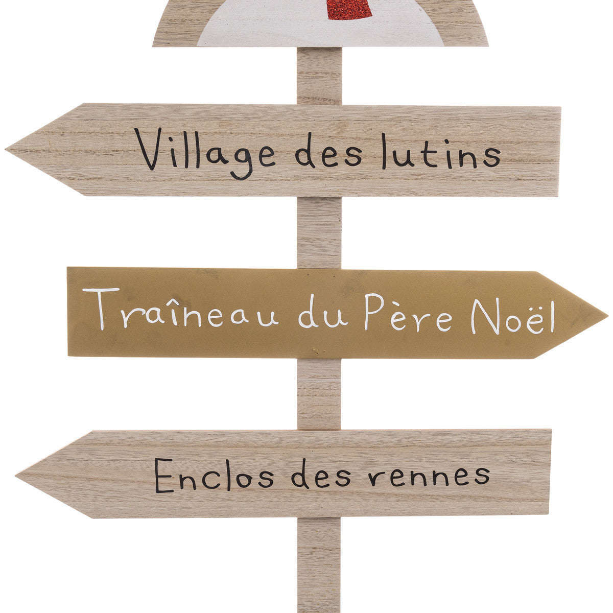 Pancarte en bois clair avec Renne rouge et doré