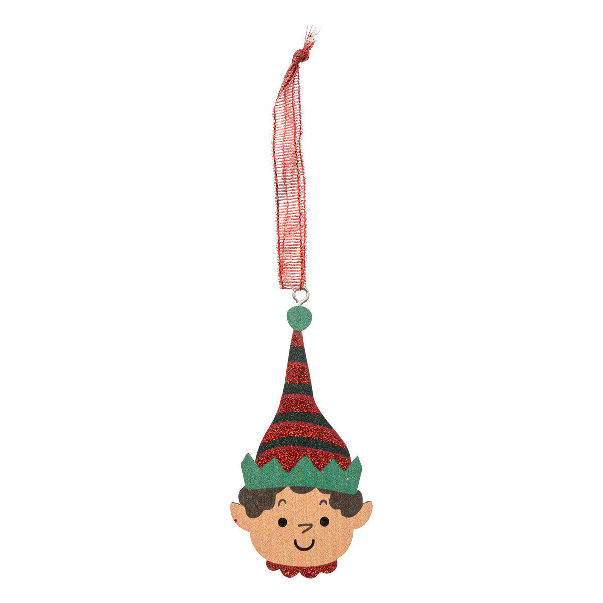 Suspension sapin tête de lutin multicolore