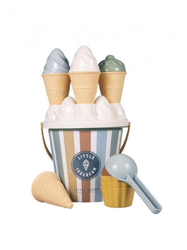 Seau de plage bleu Glaces Little Dutch