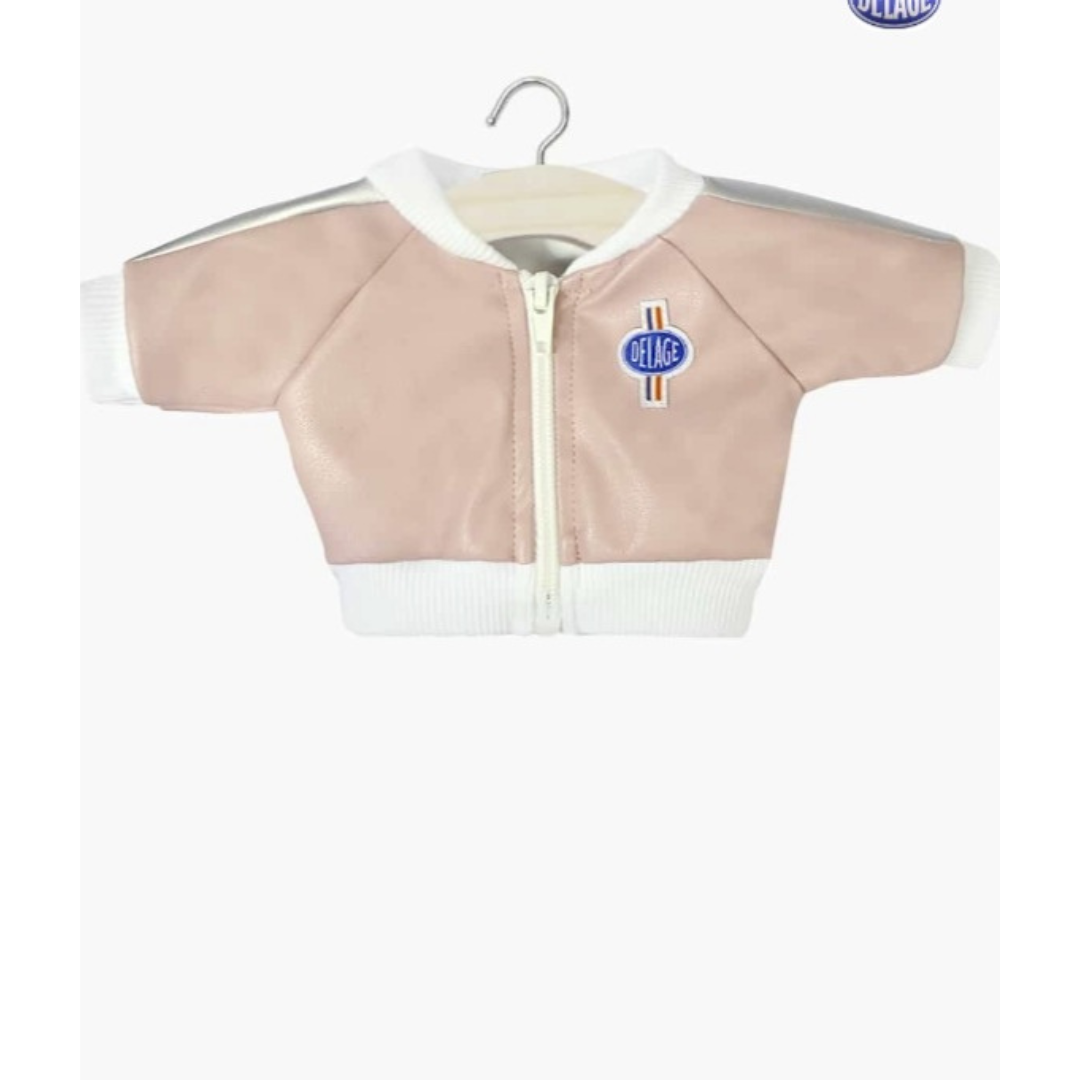 Minikane & Delage - Blouson Bombers Suzanne en simili cuir rose et silver