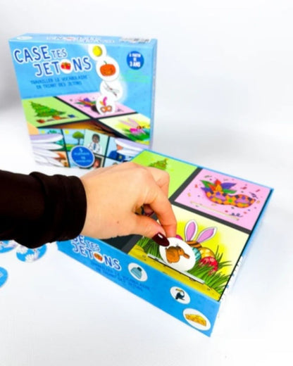 Plume et Papote Jeu pédagogique Case tes jetons ( Niveau 2 )
