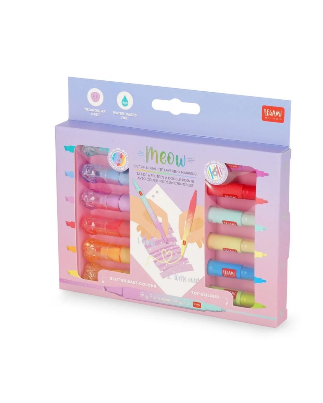 Legami Set de 6 Feutres à double pointe avec couleurs réinscriptibles