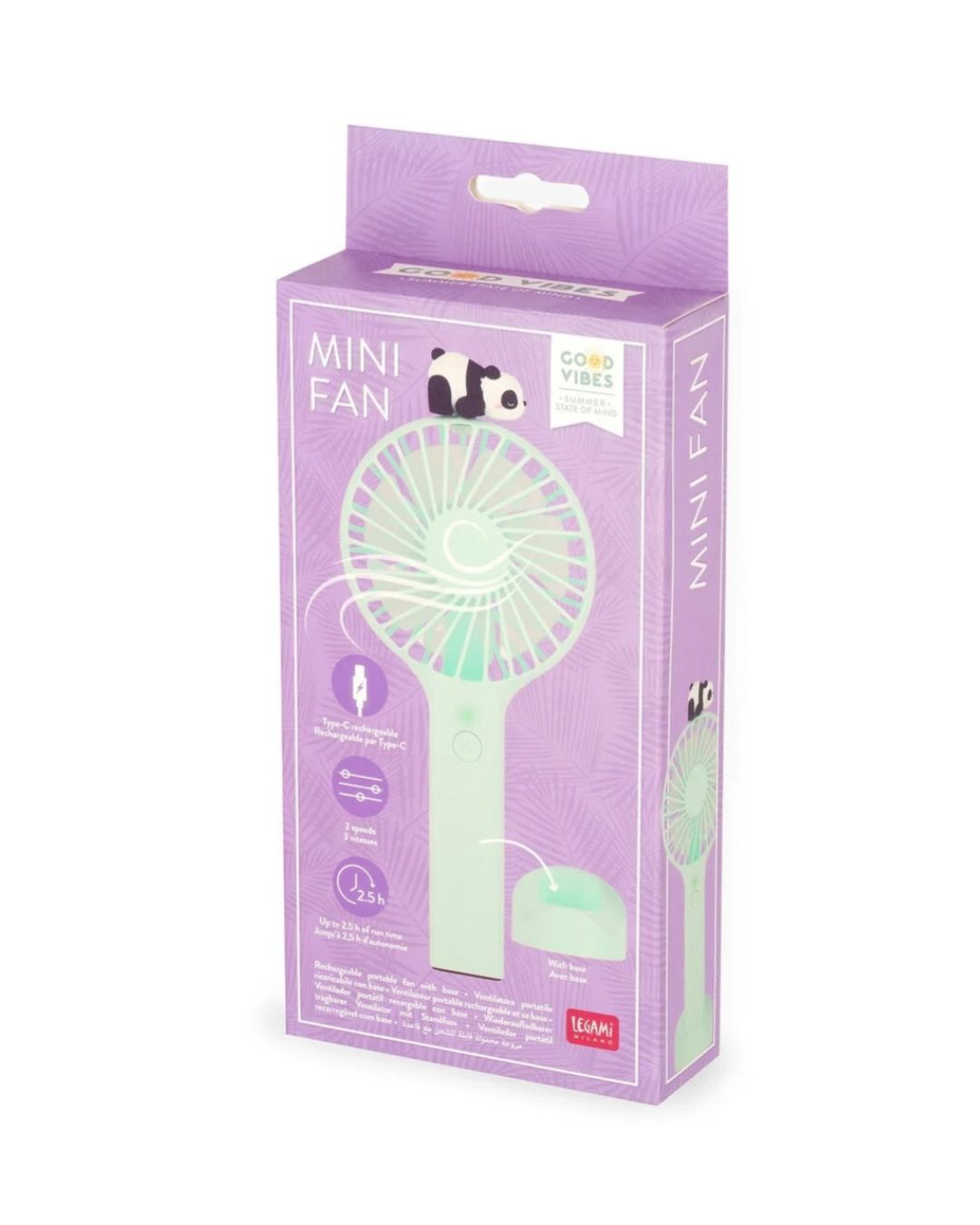 Legami Ventilateur portable rechargeable Panda