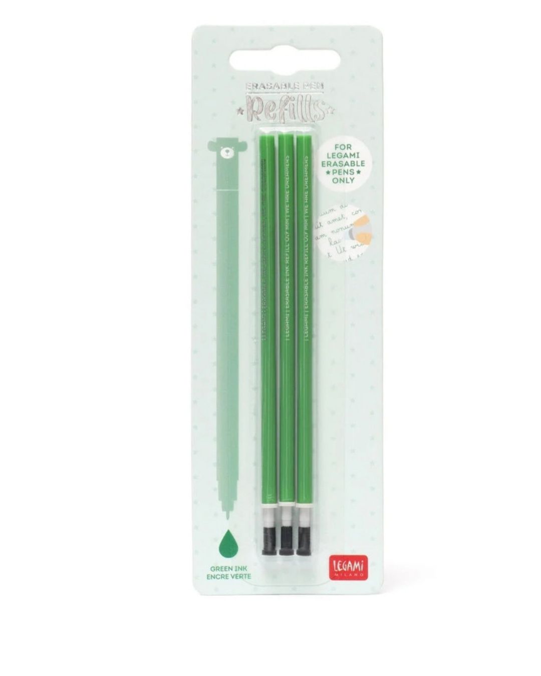 Legami Set de 3 recharges pour stylo effaçable - Encre verte