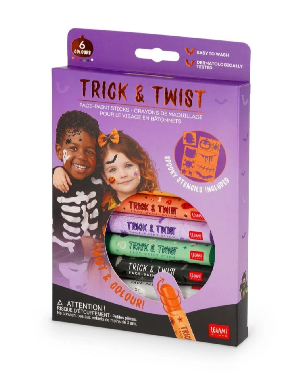 Legami Set de 6 crayons de maquillage pour le visage en bâtonnets Trick & Twist