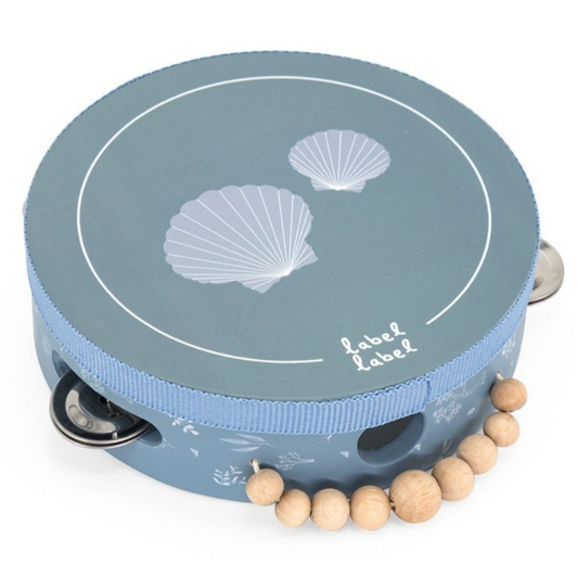 Label Label Tambourin en bois coloris bleu