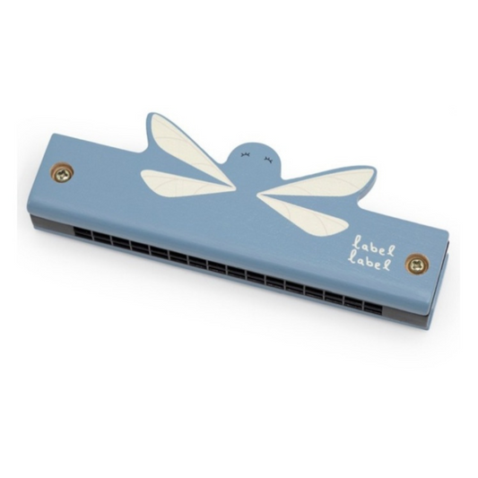 Label Label Harmonica en bois coloris bleu
