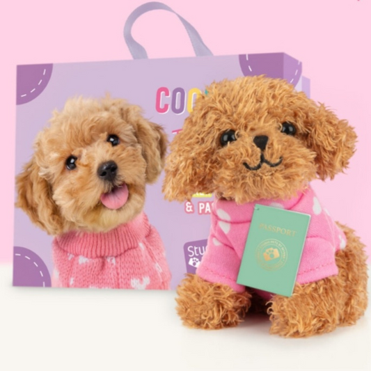 Studio Pets Peluche Cookie avec sa valise, son passeport et ses stickers