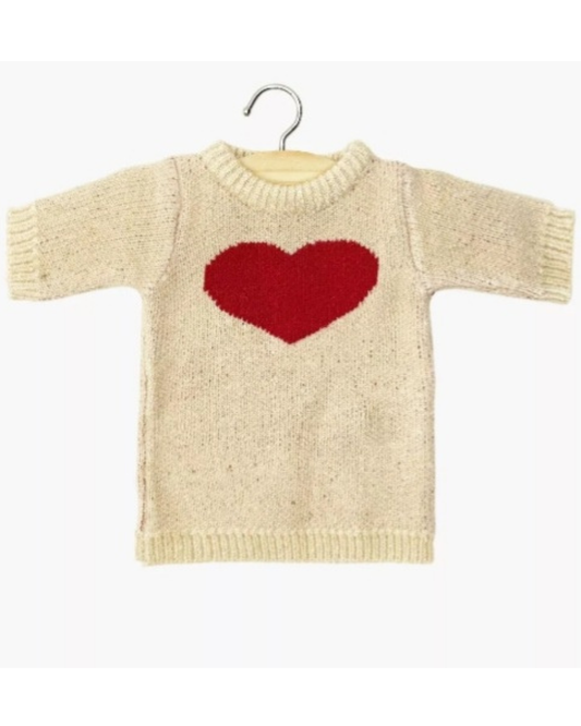 Minikane Robe Lena Cœur en tricot rouge / crème