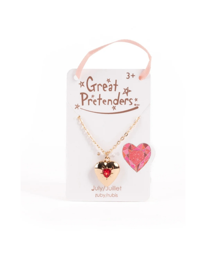 Great Pretenders Collier avec Pendentif Coeur "Pierrre de naissance rubis" Juillet