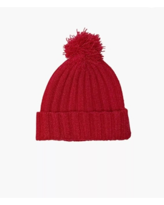 Minikane Bonnet Barry en tricot rouge avec pompon et son pochon