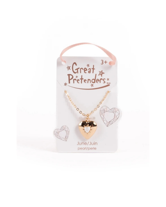 Great Pretenders Collier avec Pendentif Coeur "Pierrre de naissance perle" Juin