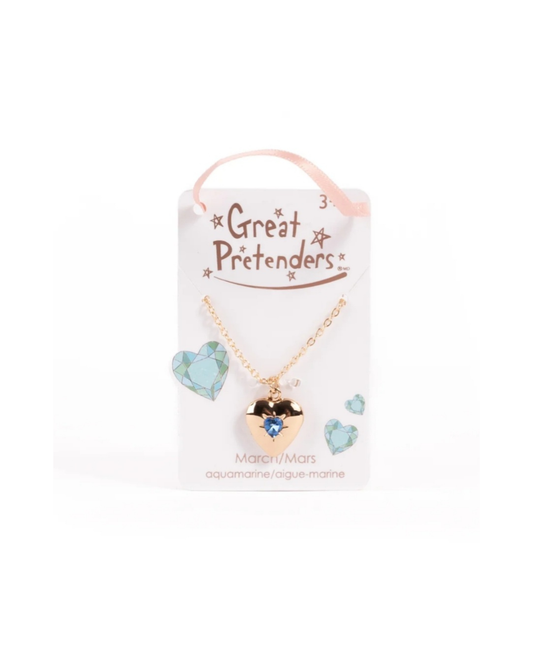 Great Pretenders Collier avec Pendentif Coeur "Pierrre de naissance aigue-marine" Mars