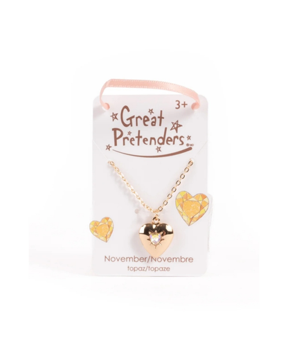 Great Pretenders Collier avec Pendentif Coeur "Pierrre de naissance topaze" Novembre