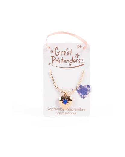 Great Pretenders Collier avec Pendentif Coeur "Pierrre de naissance saphir" Septembre