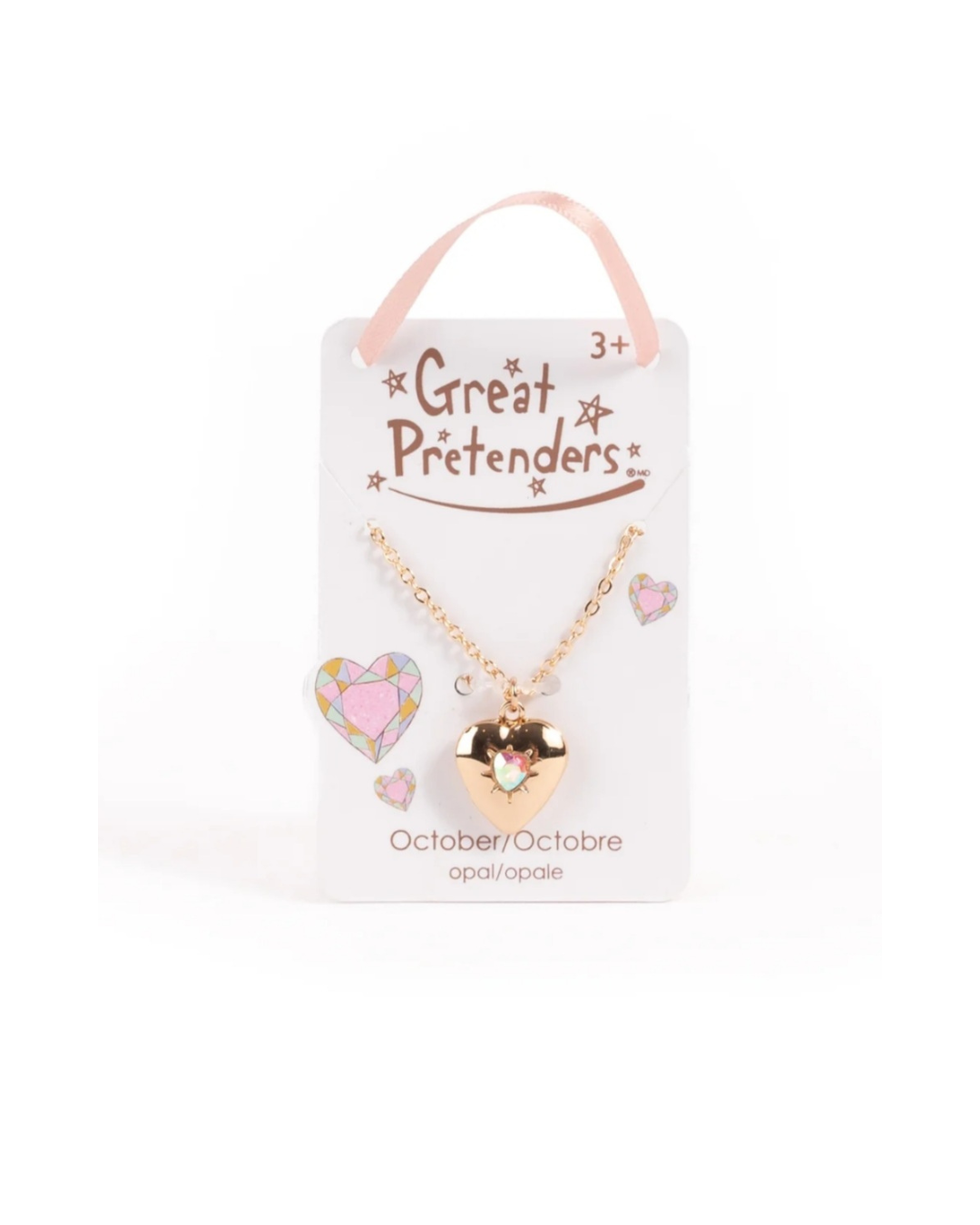 Great Pretenders Collier avec Pendentif Coeur "Pierrre de naissance opale" Octobre.
