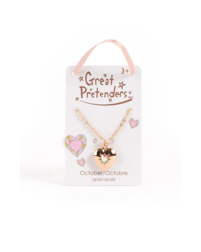Great Pretenders Collier avec Pendentif Coeur "Pierrre de naissance opale" Octobre.