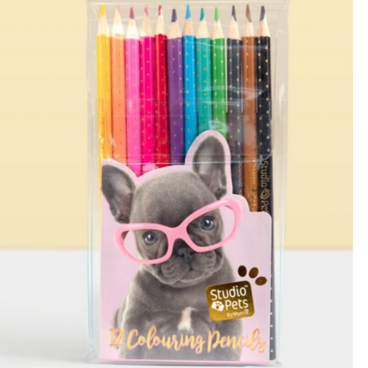 Studio Pets Pochette de 12 crayons de couleur