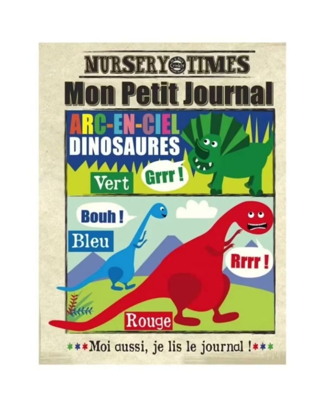 Crinkly Mon Petit Journal en tissu Les Dinosaures