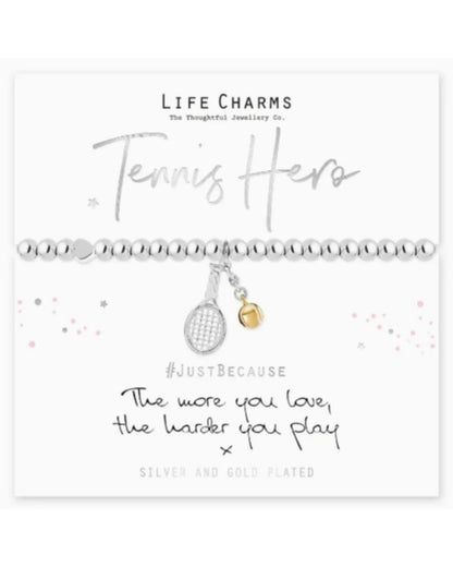Life Charms Bracelet Raquette et Balle de Tennis