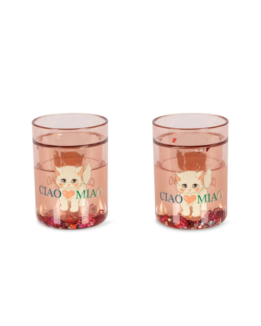 Konges Slojd Lot de 2 verres à paillettes Ciao Miao