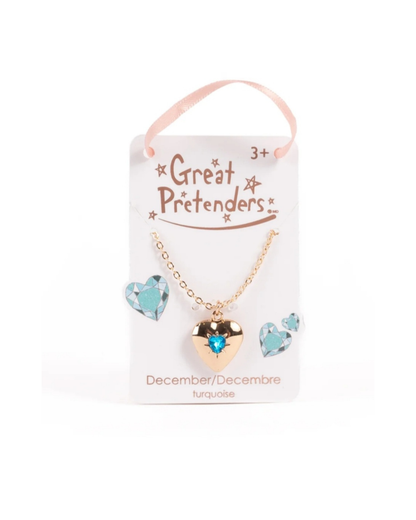 Great Pretenders Collier avec Pendentif Coeur "Pierrre de naissance turquoise" Décembre