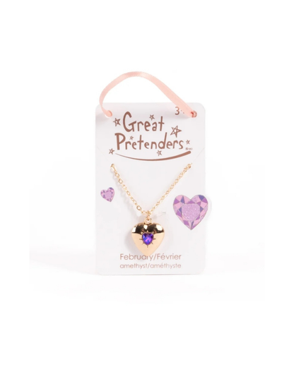 Great Pretenders Collier avec Pendentif Coeur "Pierrre de naissance améthyste" Février