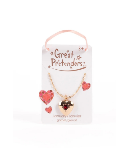 Great Pretenders Collier avec Pendentif Coeur "Pierrre de naissance grenat" Janvier.