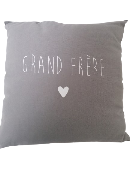 Coussin gris "Grand frère"