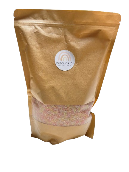 Riz sensoriel coloré rose beige et jaune