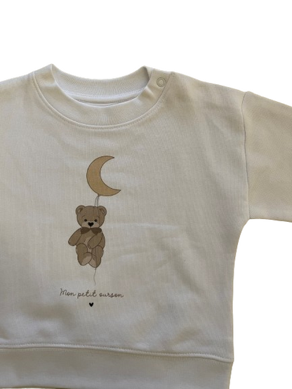 Sweat bébé/enfant blanc "Mon Petit Ourson"