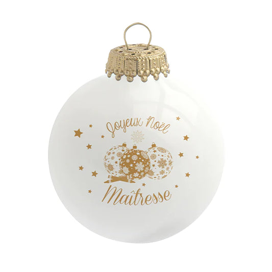 Baubels Boule de Noël Joyeux Noël Maîtresse